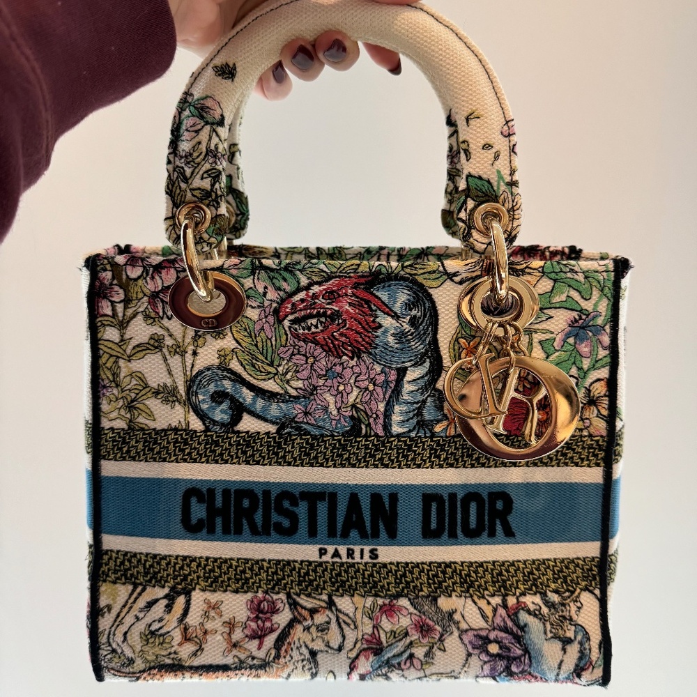 Medium Canvas Latte D-Constellation Print Lady D-Lite Bag